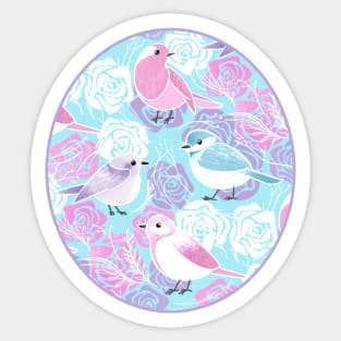 Little Bird Botanical - girly princess colors Sticker